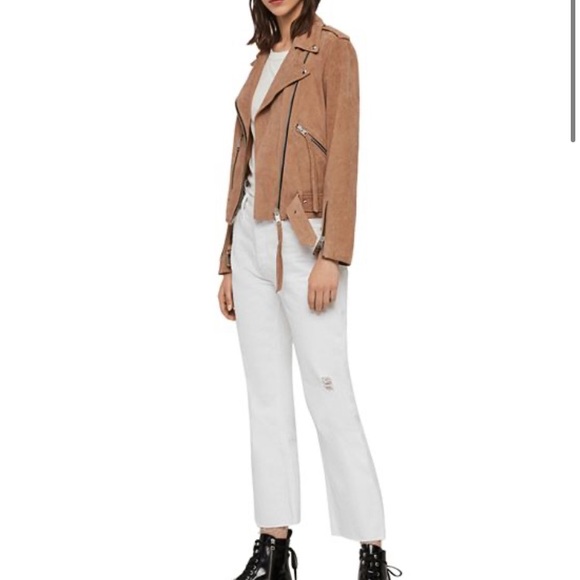 All Saints Plait Balfern Suede Biker Jacket - Picture 6 of 8